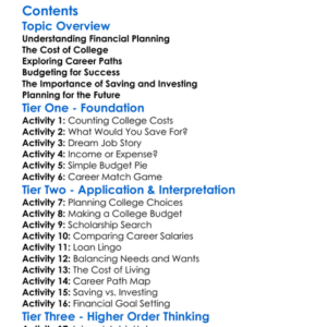 College And Career Financial Planning Worksheet Activity Booklet