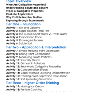 Colligative Properties Worksheet Activity Booklet