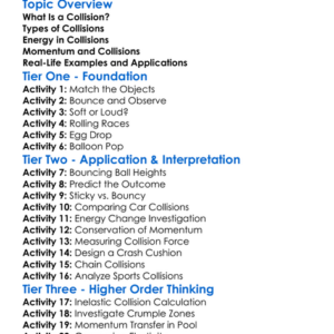 Collisions Worksheet Activity Booklet