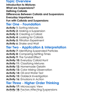 Colloids And Suspensions Worksheet Activity Booklet