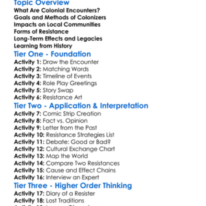 Colonial Encounters And Resistance Worksheet Activity Booklet