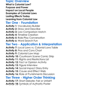 Colonial Law Worksheet Activity Booklet