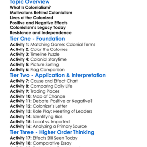 Colonialism And Its Effects Worksheet Activity Booklet