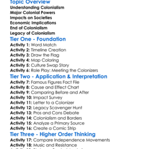 Colonialism And Its Impacts Worksheet Activity Booklet