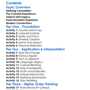 Colonialism And Postcolonial Thought Worksheet Activity Booklet