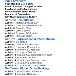 Colonialism And Postcolonialism Worksheet Activity Booklet