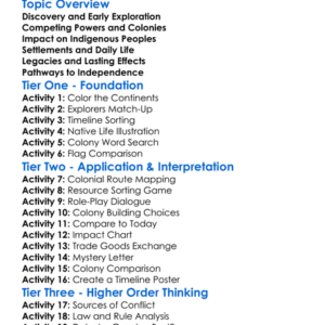 Colonization Of The Americas Worksheet Activity Booklet