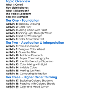 Color And Dispersion Worksheet Activity Booklet