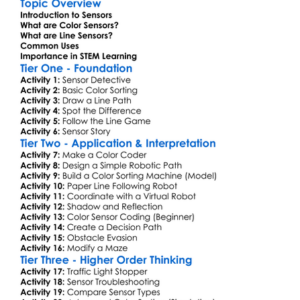 Color And Line Sensors Worksheet Activity Booklet