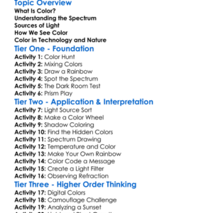 Color And Spectrum Worksheet Activity Booklet