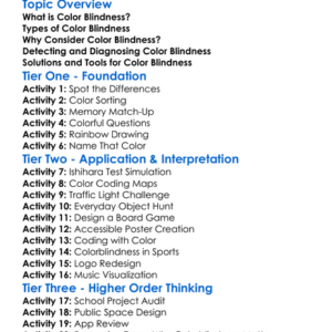 Color Blindness Considerations Worksheet Activity Booklet
