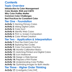 Color Management For Print And Web Worksheet Activity Booklet
