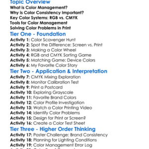 Color Management For Print Worksheet Activity Booklet