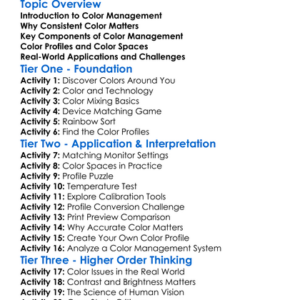 Color Management Systems Worksheet Activity Booklet
