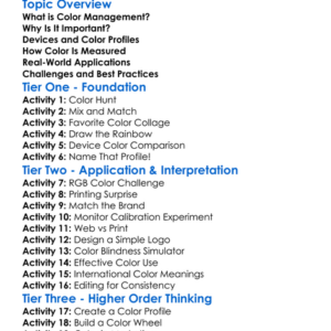 Color Management Worksheet Activity Booklet