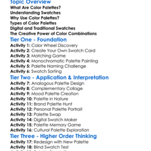 Color Palettes And Swatches Worksheet Activity Booklet