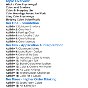 Color Psychology Worksheet Activity Booklet