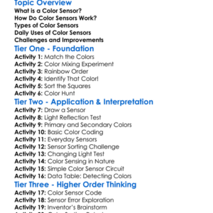 Color Sensors Worksheet Activity Booklet