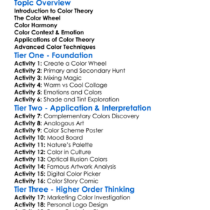 Color Theory And Application Worksheet Activity Booklet