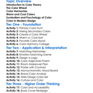 Color Theory In Design Worksheet Activity Booklet
