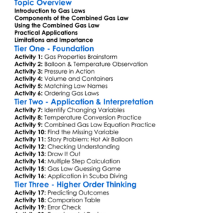 Combined Gas Law Worksheet Activity Booklet
