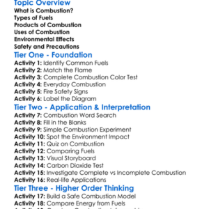 Combustion Of Fuels Worksheet Activity Booklet