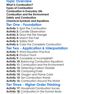 Combustion Reactions Worksheet Activity Booklet