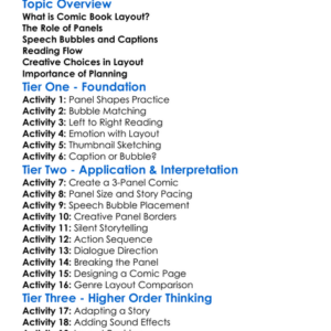 Comic Book Layout Worksheet Activity Booklet