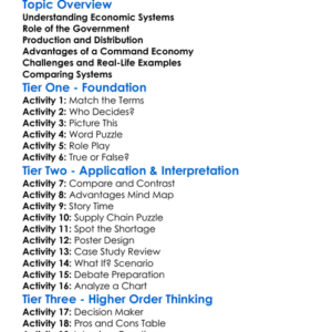 Command Economy Worksheet Activity Booklet