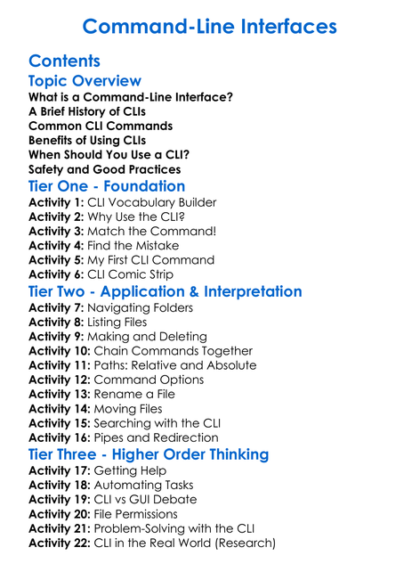 Command-Line Interfaces Worksheet Activity Booklet