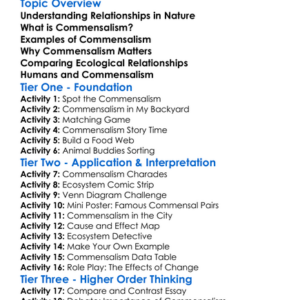 Commensalism In Ecosystems Worksheet Activity Booklet