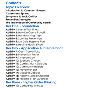 Common Illnesses And Their Prevention Worksheet Activity Booklet