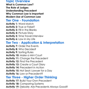 Common Law And Precedent Worksheet Activity Booklet