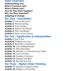 Common Law And Statute Law Worksheet Activity Booklet