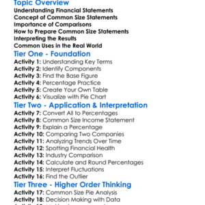 Common Size Financial Statements Worksheet Activity Booklet