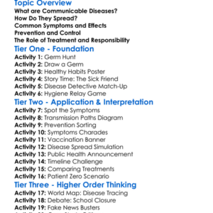 Communicable Diseases Worksheet Activity Booklet