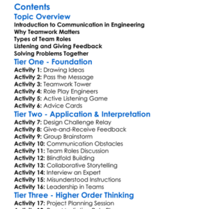 Communication And Teamwork In Engineering Worksheet Activity Booklet