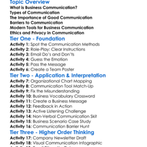 Communication In Business Worksheet Activity Booklet