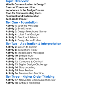 Communication In Design Worksheet Activity Booklet