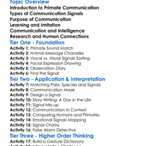 Communication In Primates Worksheet Activity Booklet