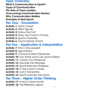 Communication In Sports Worksheet Activity Booklet