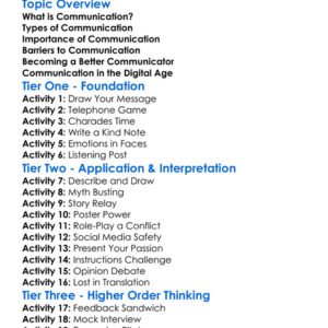 Communication Of Ideas Worksheet Activity Booklet