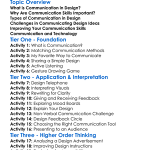 Communication Skills In Design Worksheet Activity Booklet
