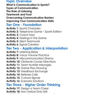 Communication Skills In Sports Worksheet Activity Booklet