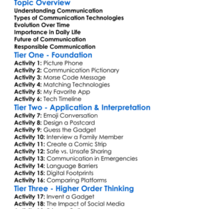 Communication Technologies Worksheet Activity Booklet