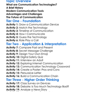 Communication Technologies Worksheet Activity Booklet
