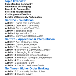 Community And Belonging Worksheet Activity Booklet