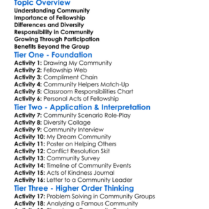 Community And Fellowship Worksheet Activity Booklet