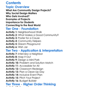 Community And Social Design Projects Worksheet Activity Booklet