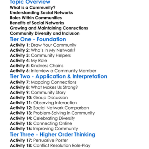 Community And Social Networks Worksheet Activity Booklet